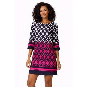 Eliza J Diamond Shift Dress 3/4 Sleeve Career Casual Work Dress Size 6 Medium